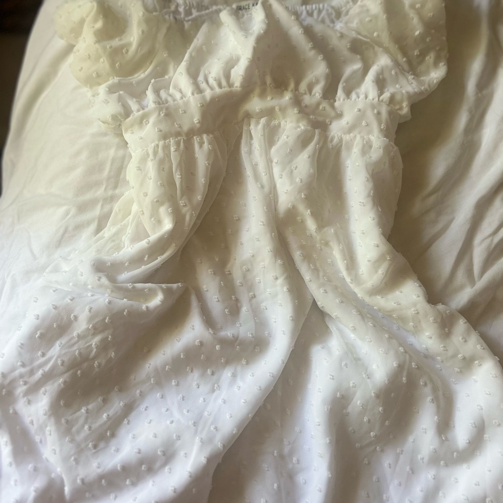 Grace Karin White Textured Dress